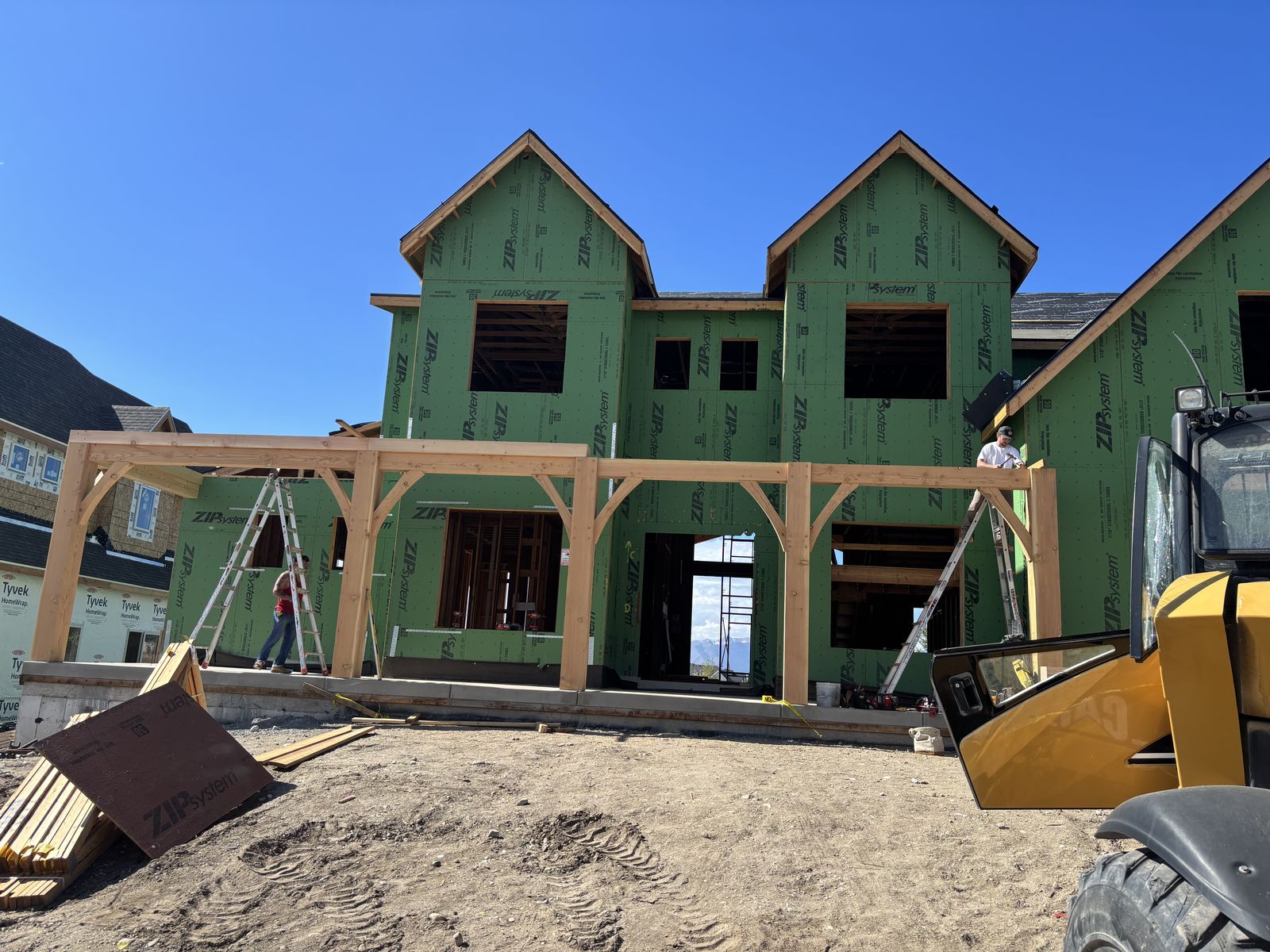 Heavy timber framing on site