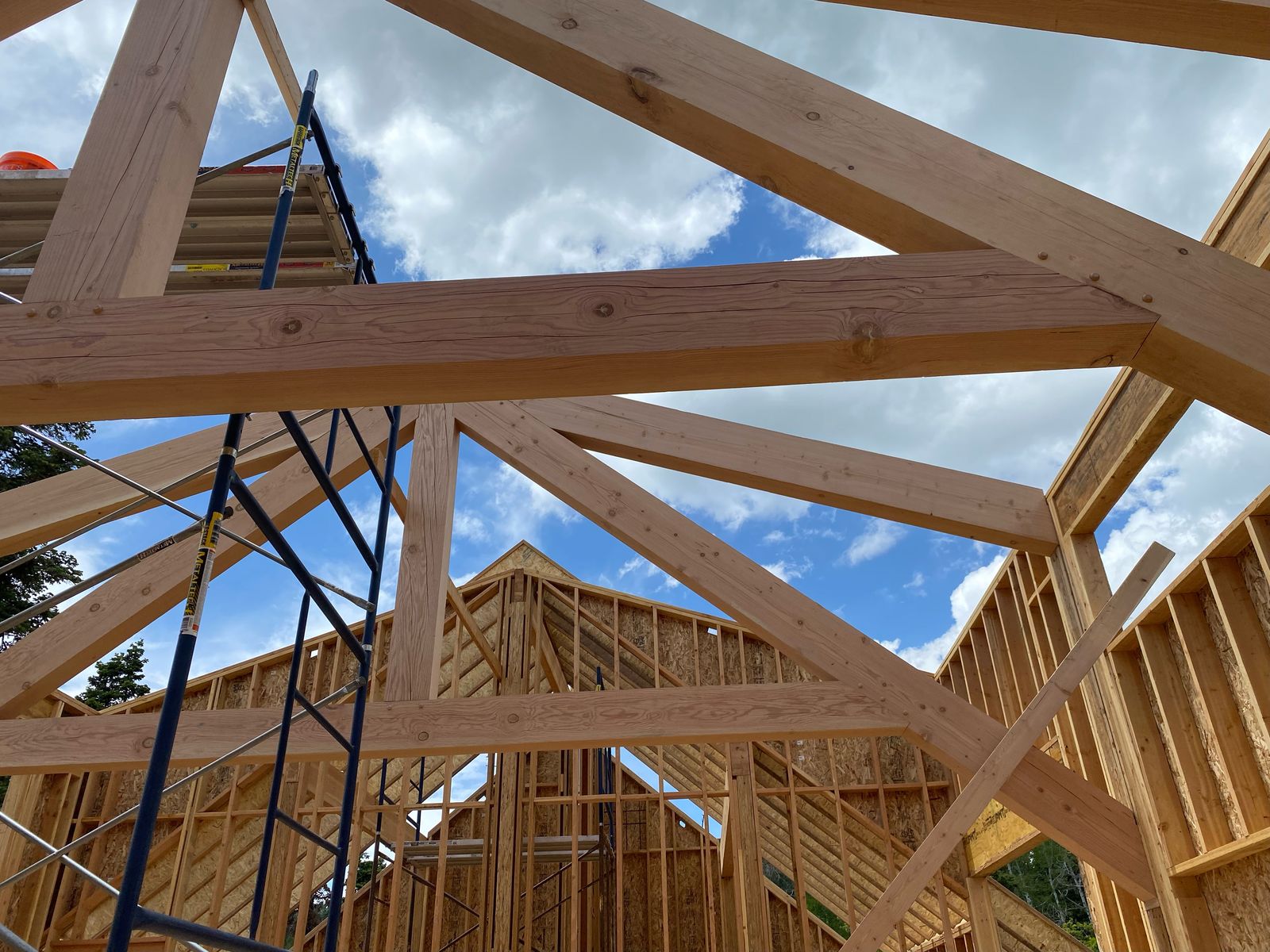 Heavy timber framing on site