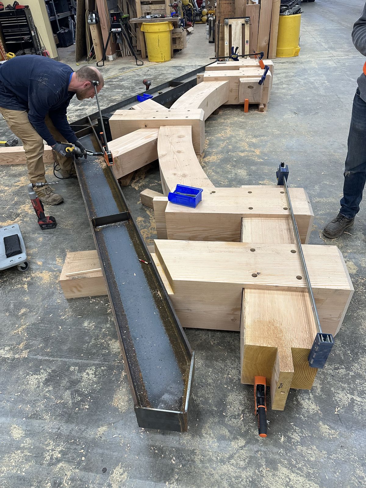 Timber joinery detail in the shop