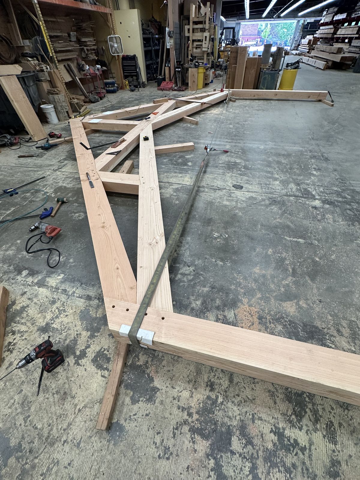 Timber joinery detail in the shop