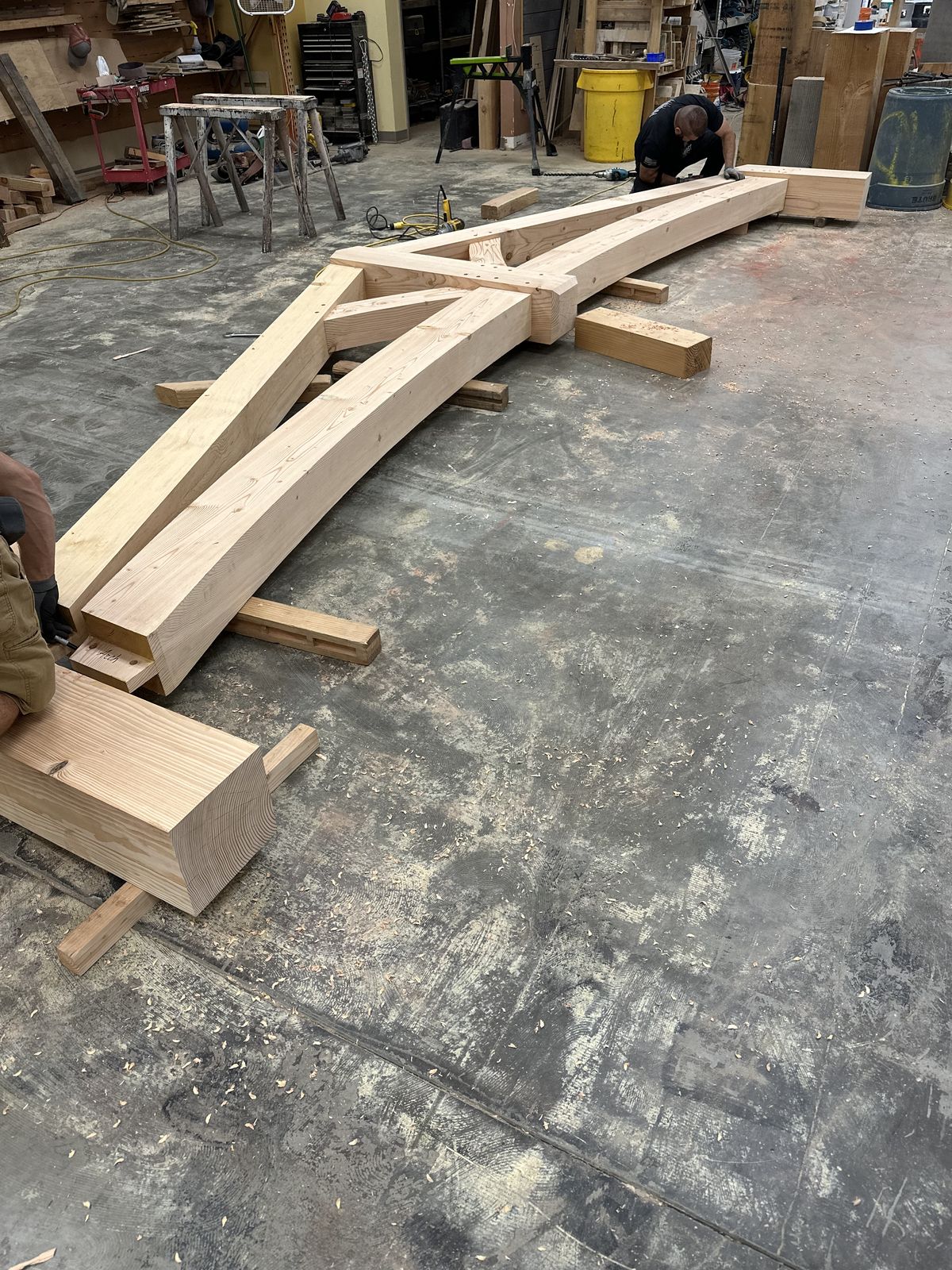 Timber joinery detail in the shop