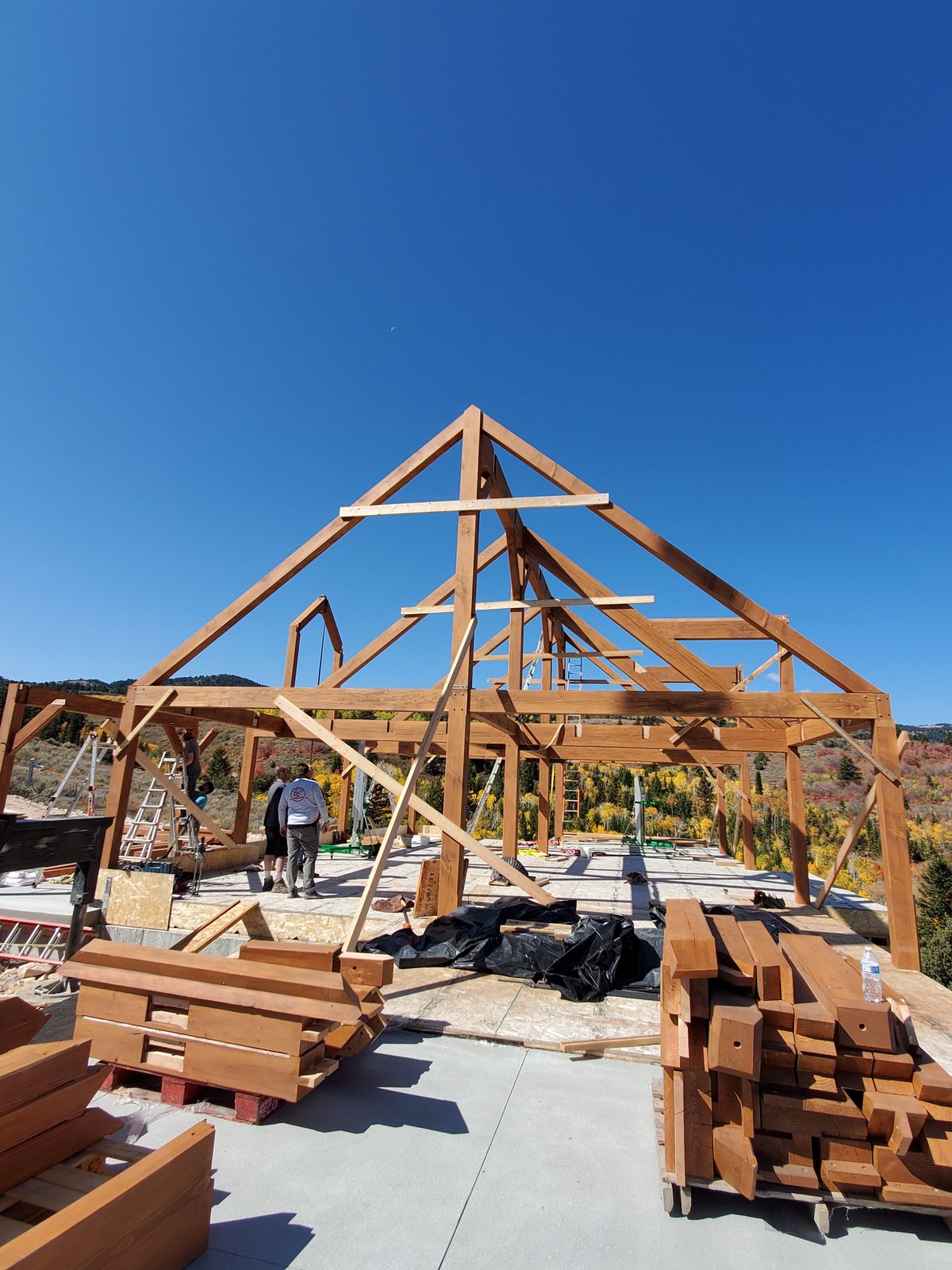 Behind-the-scenes outdoor timber frame install