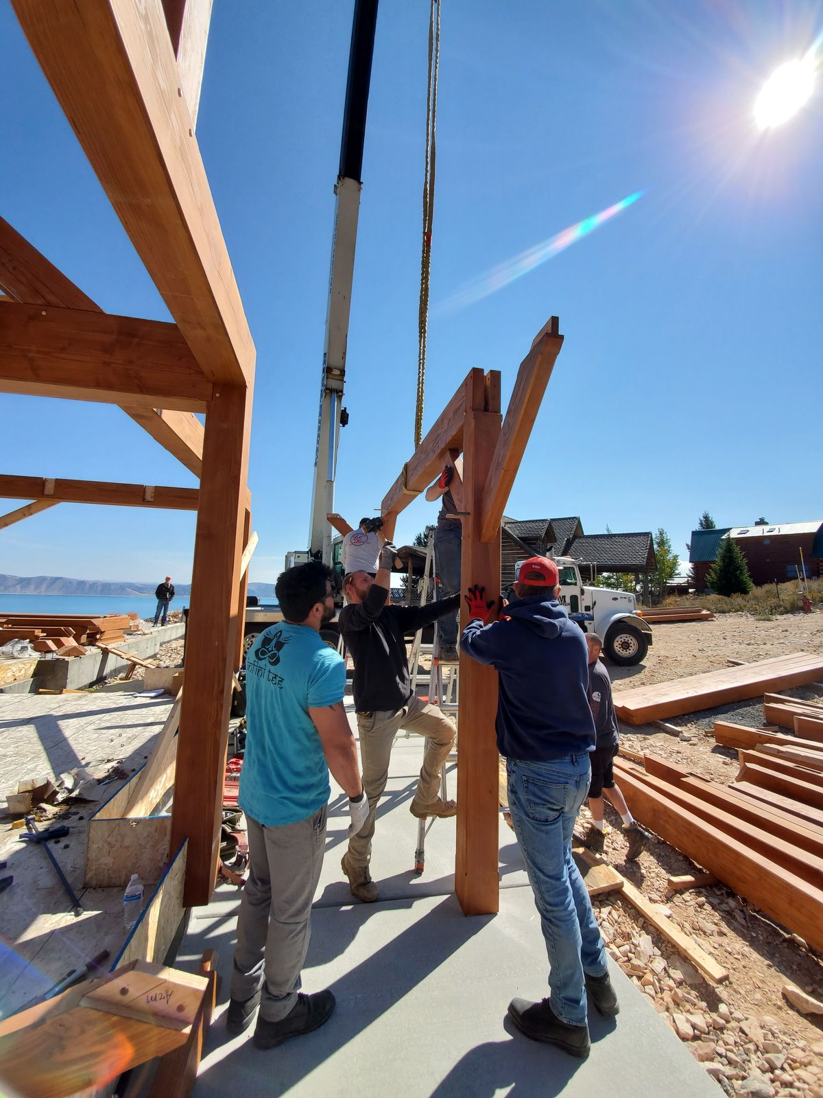 Behind-the-scenes outdoor timber frame install