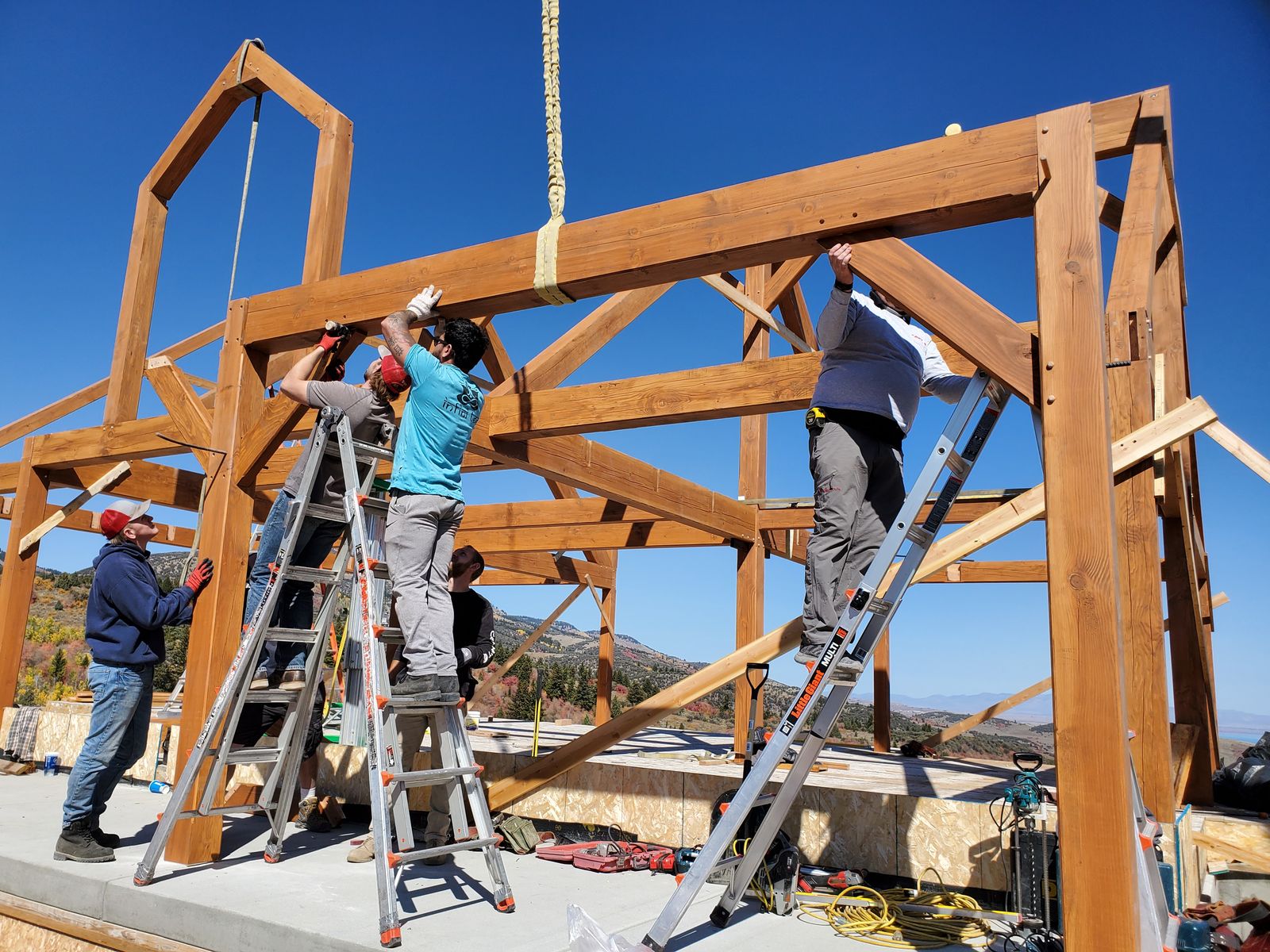 Behind-the-scenes outdoor timber frame install