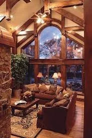 Living room with exposed timber beams for interior design
