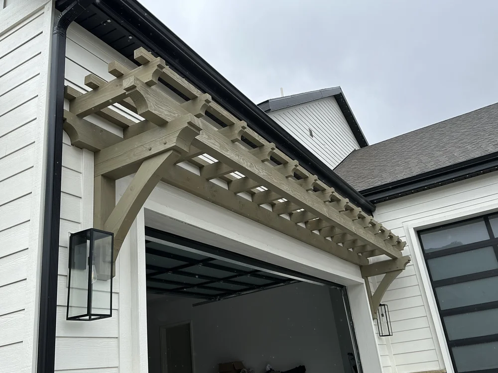 Modern Green Truss for side garage entry