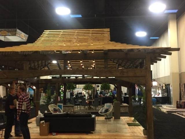 Indoor modern timber pergola built for a convention