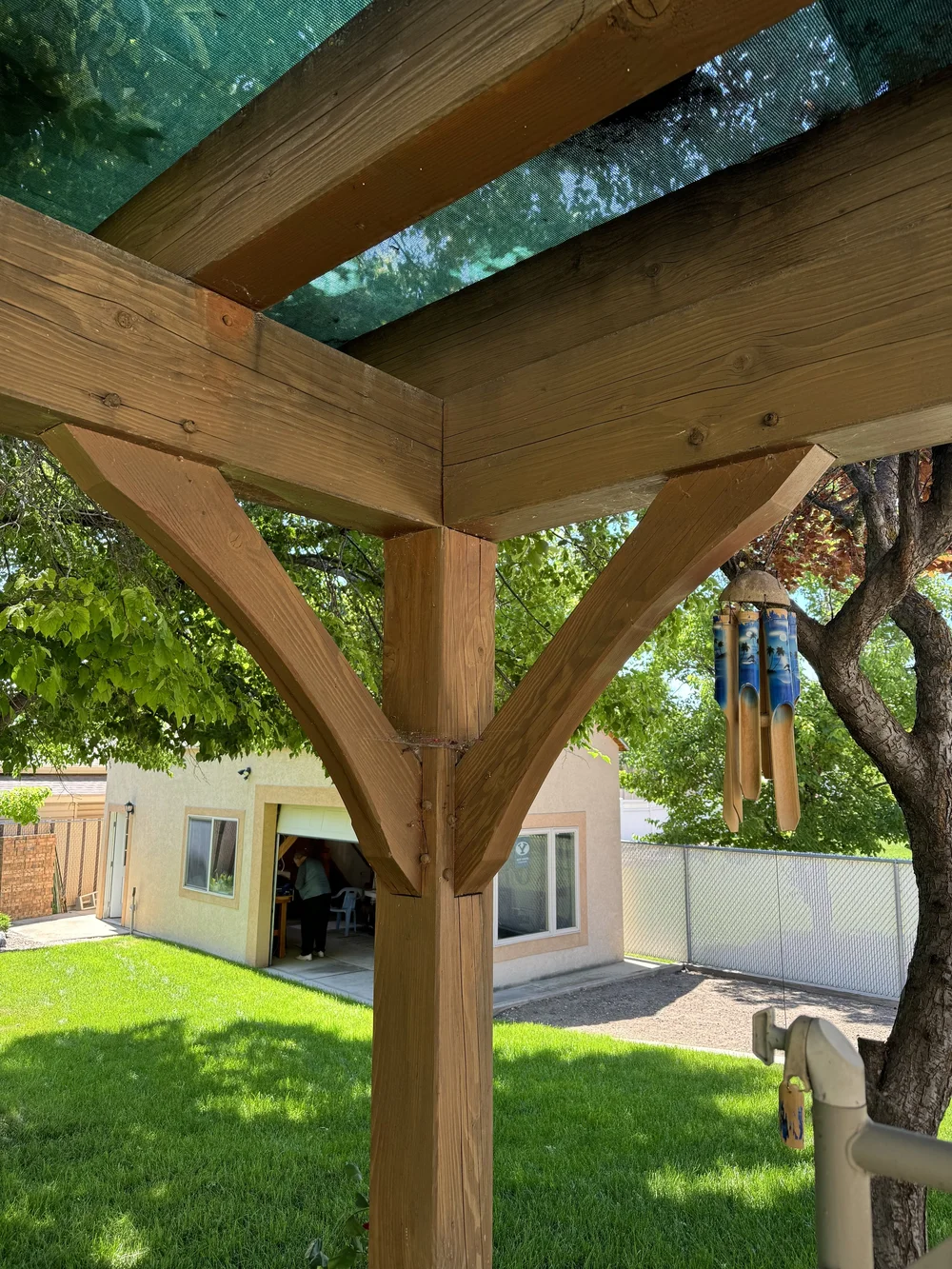 Backyard patio with a timber pergola